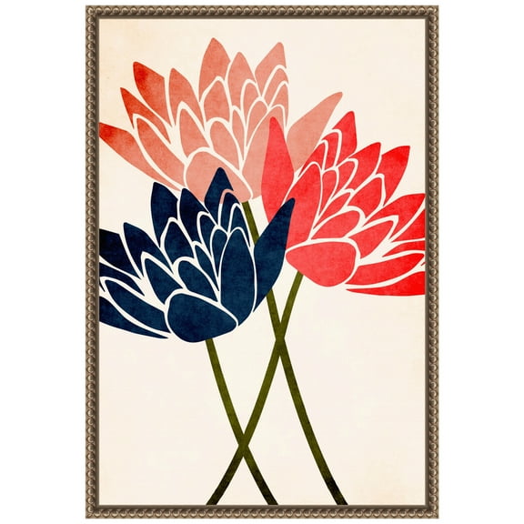 Amanti Art Three Dancing Blossoms Framed Canvas Wall Art Print