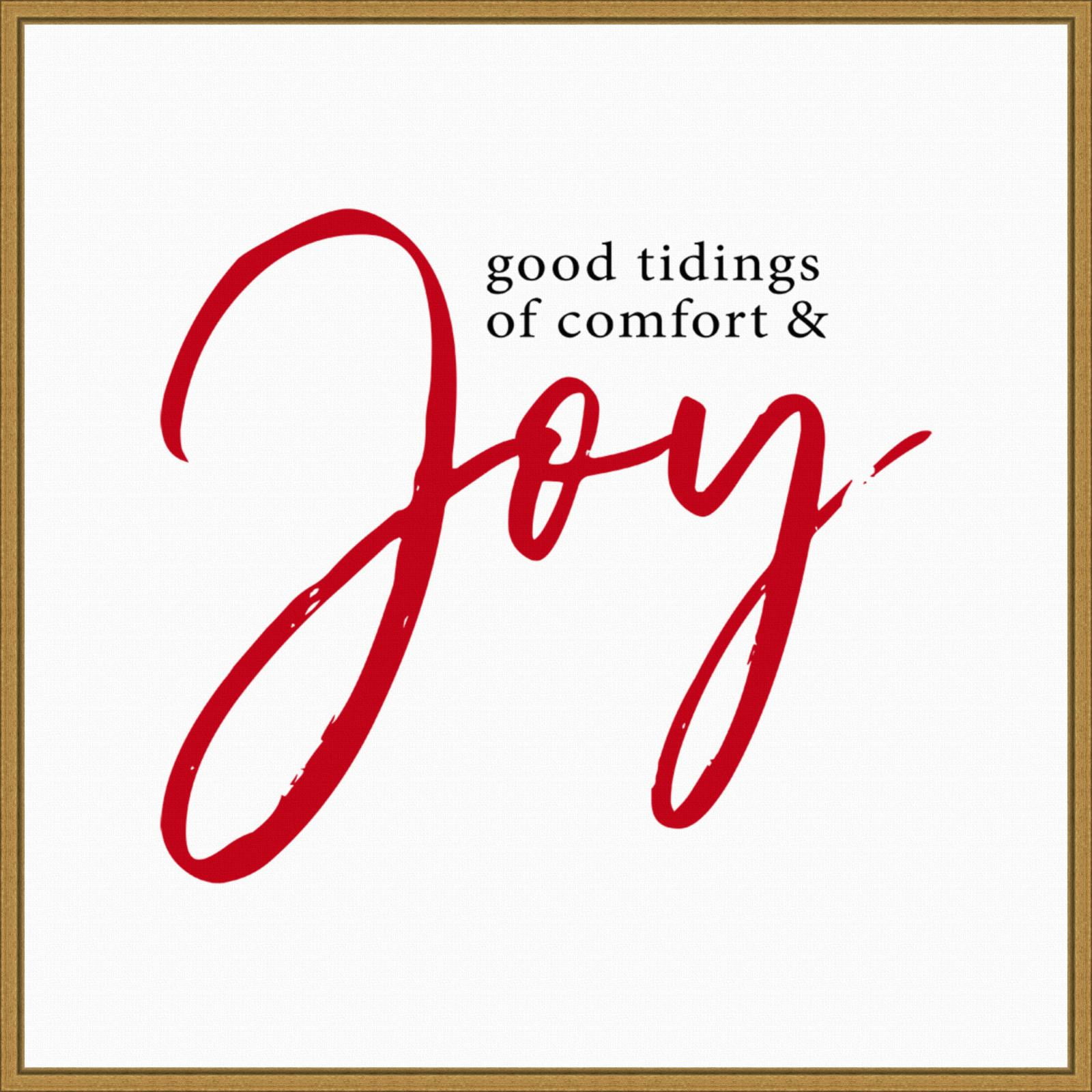 Tidings of Comfort and Joy Framed Gold Canvas Print