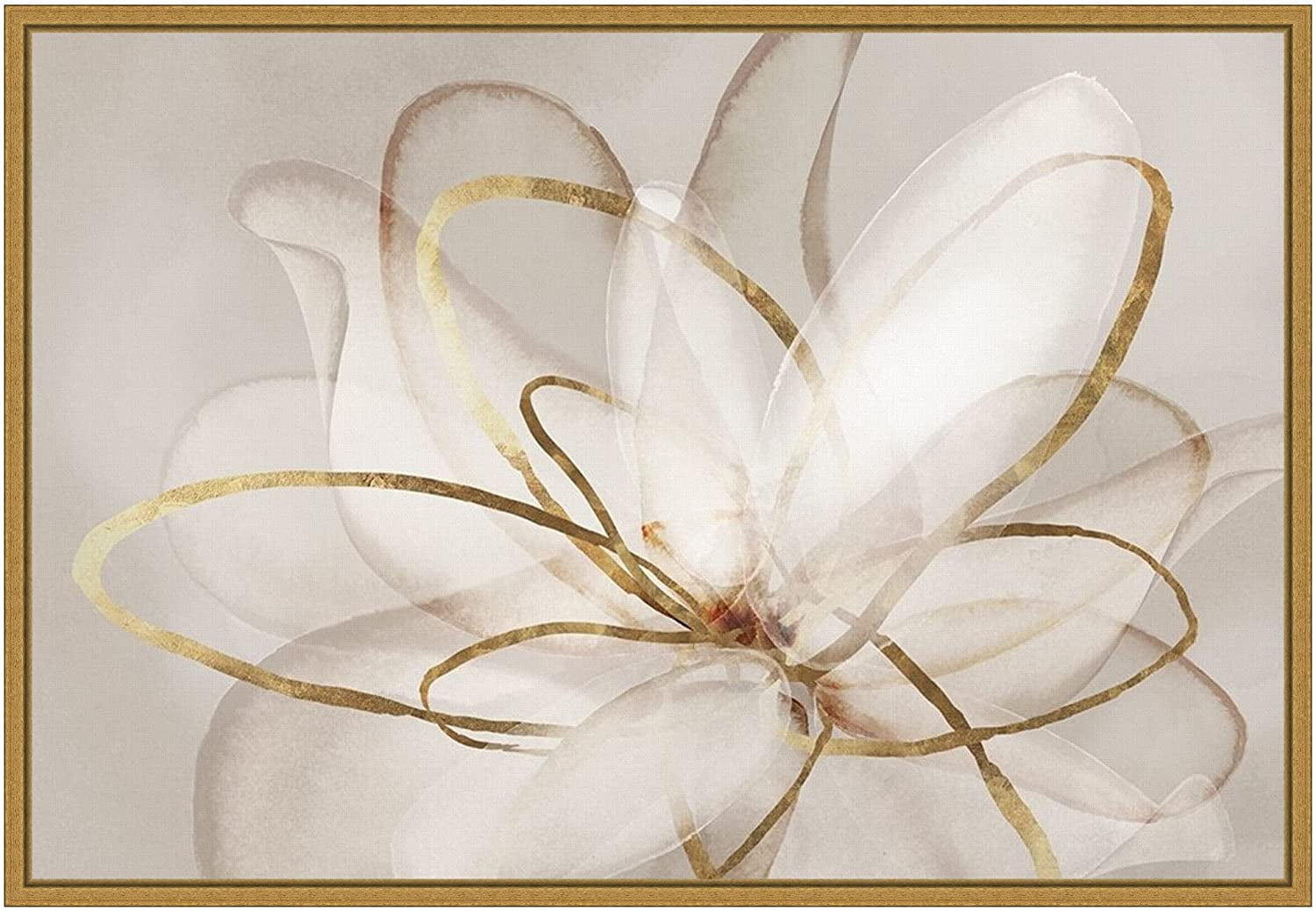 Eva Watts Gold Framed Abstract Floral Canvas Print