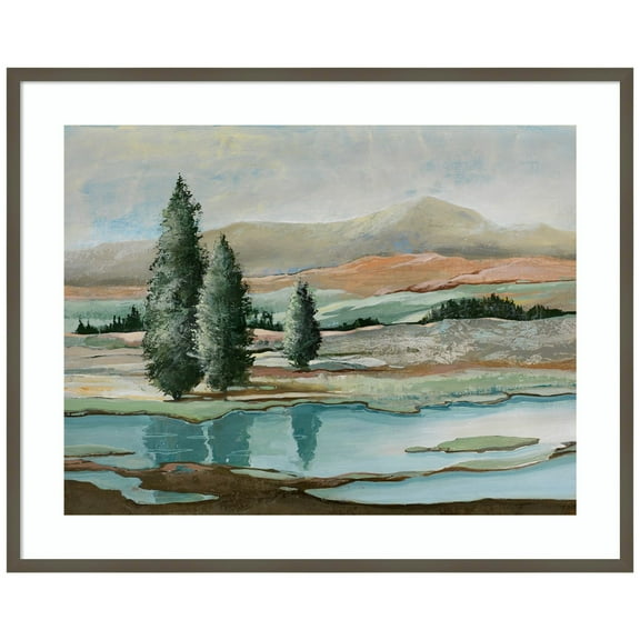 Amanti Art Trees Across The River Wood Framed Wall Art Print