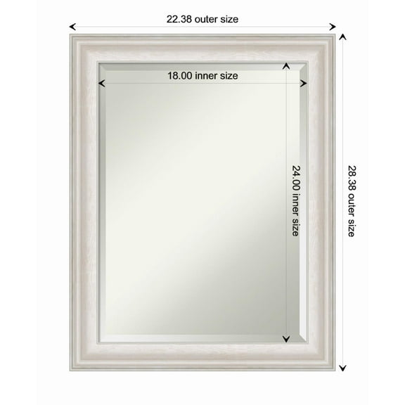 Amanti Art Trio White Wash Silver Framed Wall Mirror - 20.38 x 24.38 in