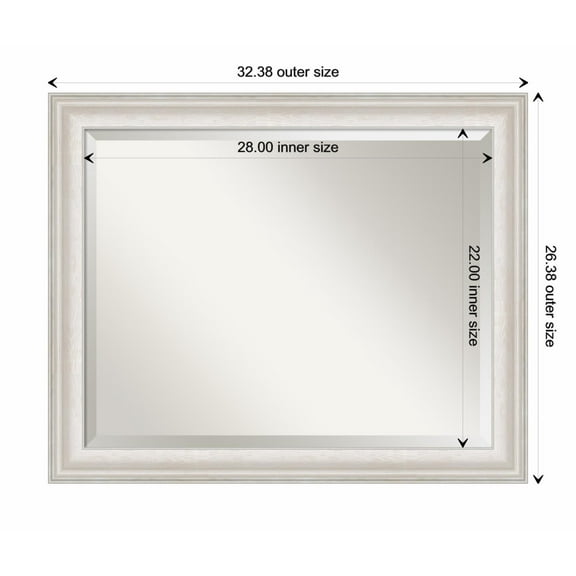 Amanti Art Trio White Wash Silver Framed Wall Mirror - 20.38 x 24.38 in