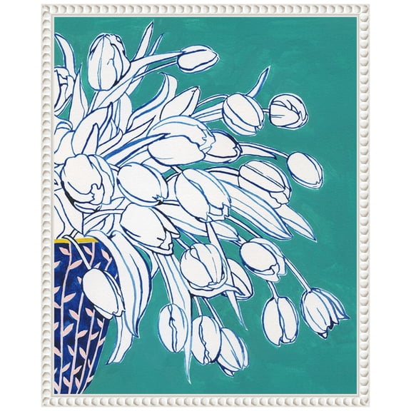 Amanti Art Turquoise Tulip Bouquet II Framed Canvas Wall Art Print