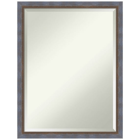 Amanti Art Two Tone Blue Copper Beveled Wood Wall Mirror 26.25 x 20.25 in.