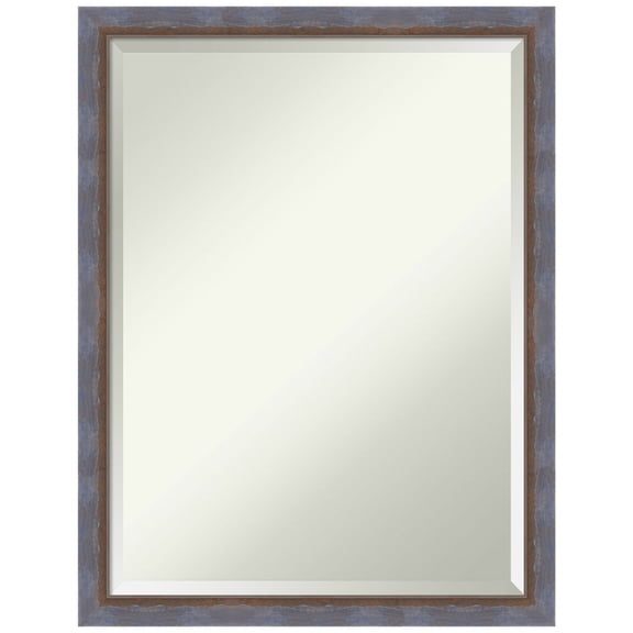 Amanti Art Two Tone Blue Copper Beveled Wood Wall Mirror 26.25 x 20.25 in.