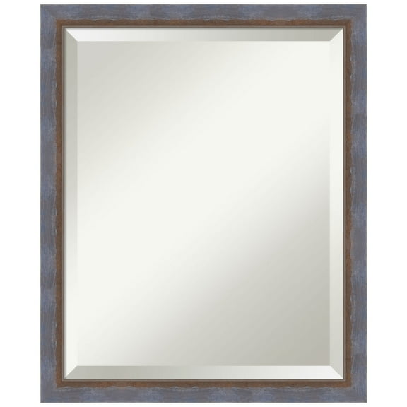 Amanti Art Two Tone Blue Copper Beveled Wood Wall Mirror 22.25 x 18.25 in.