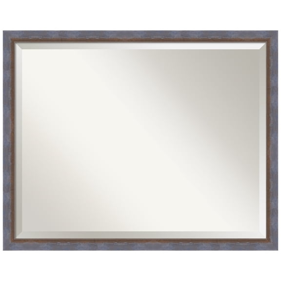 Amanti Art Two Tone Blue Copper Beveled Wood Bathroom Wall Mirror