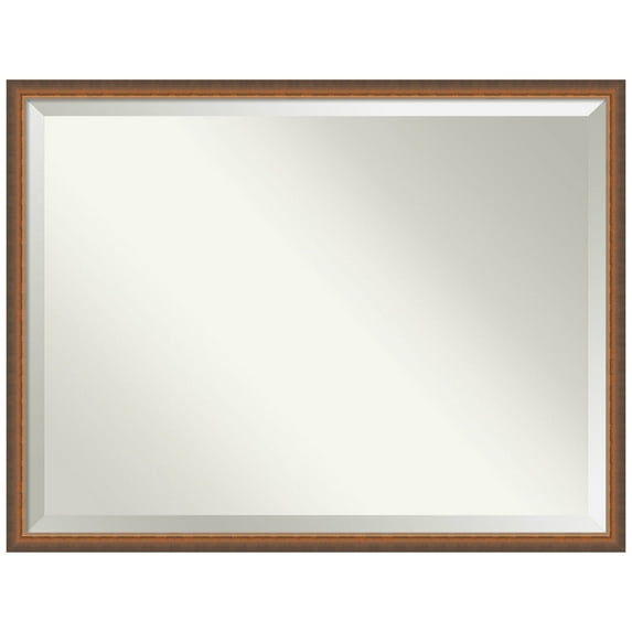 Amanti Art Two Tone Bronze Copper Beveled Wood Bathroom Wall Mirror