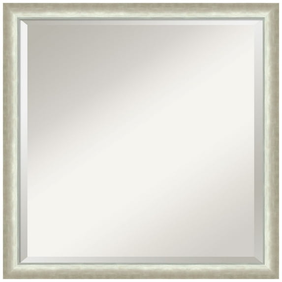 Amanti Art Two Tone Silver Beveled Wood Bathroom Wall Mirror