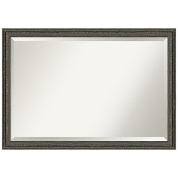 Amanti Art Upcycled Brown Grey Beveled Wood Wall Mirror 27.5 x 39.5 in.