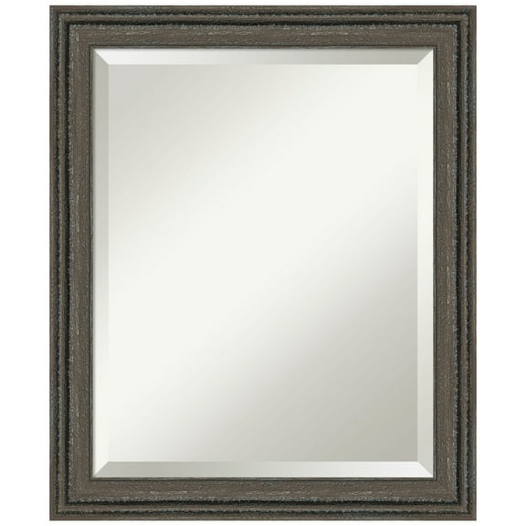 Amanti Art Upcycled Brown Grey Beveled Wood Wall Mirror 23.5 x 19.5 in.