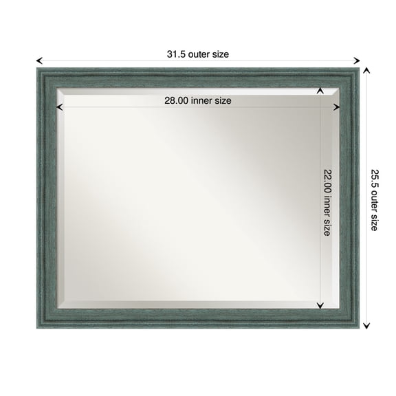 Amanti Art Upcycled Teal Grey Beveled Wood Bathroom Wall Mirror