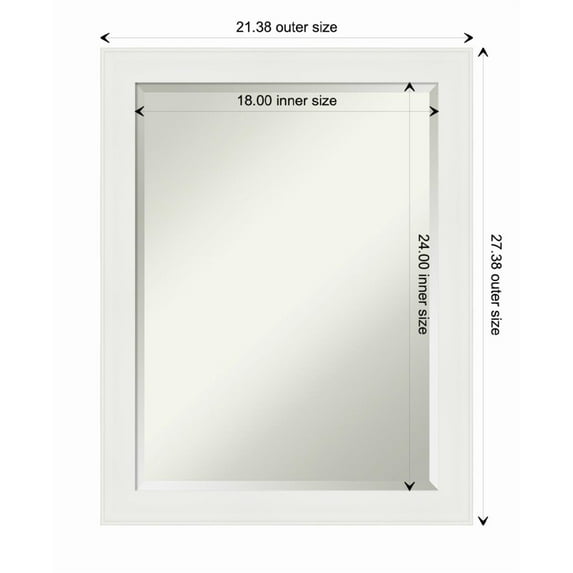 Amanti Art Vanity White Framed Wall Mirror - 19.38 x 23.38 in
