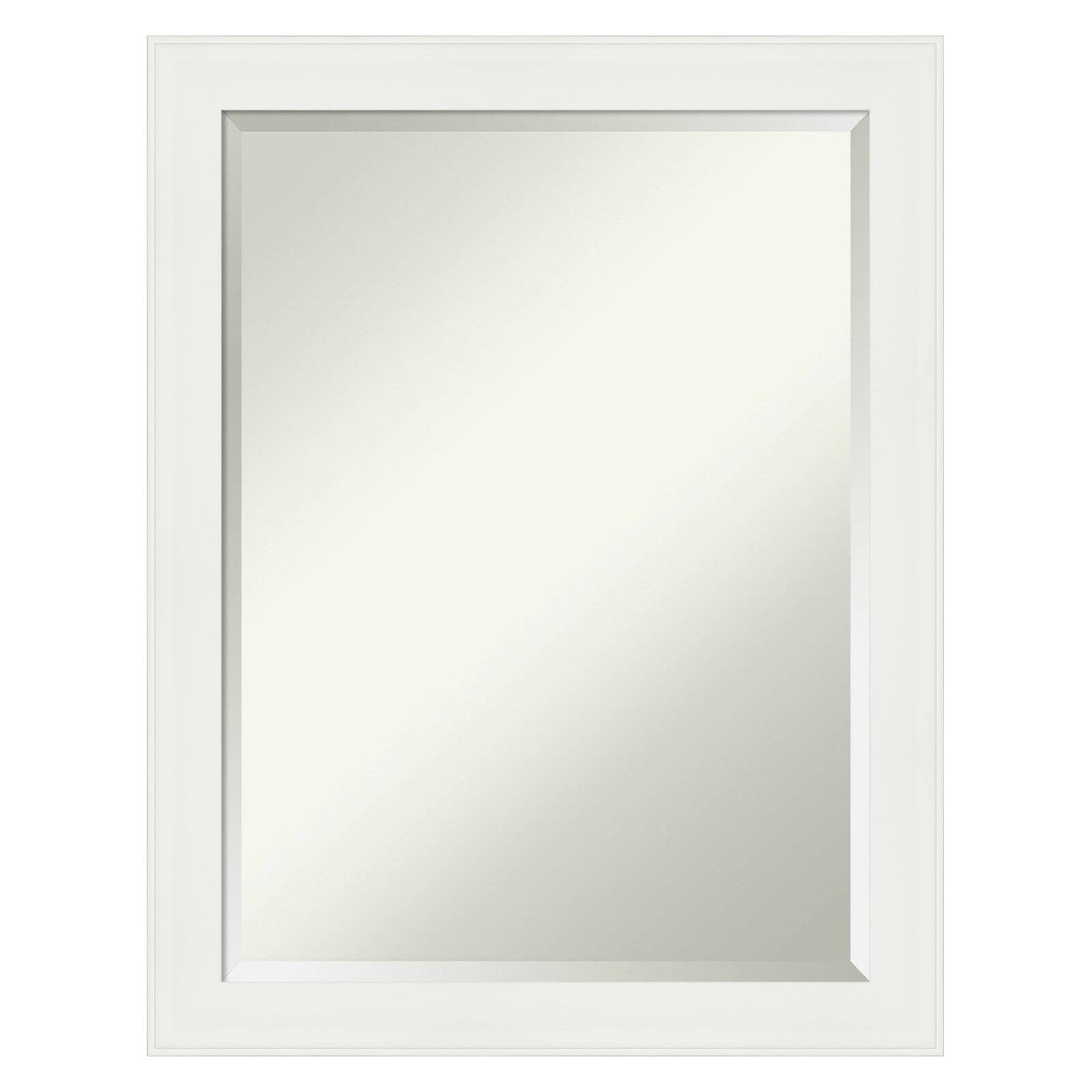 White Matte Rectangular Wall Mounted Bath Mirror