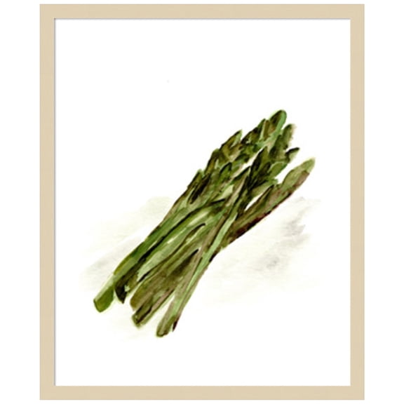 Amanti Art Veggie Sketch plain I-Asparagus Wood Framed Wall Art Print