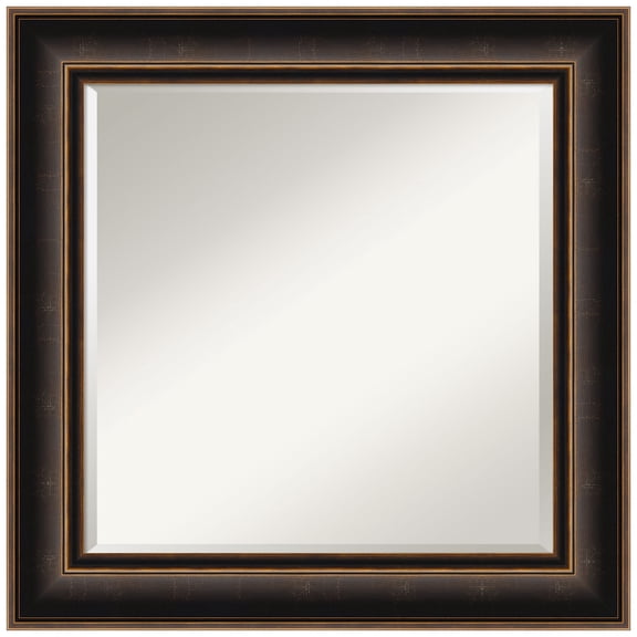 Amanti Art Villa Oil Rubbed Bronze Beveled Wood Wall Mirror 25.75 x 25.75 in.