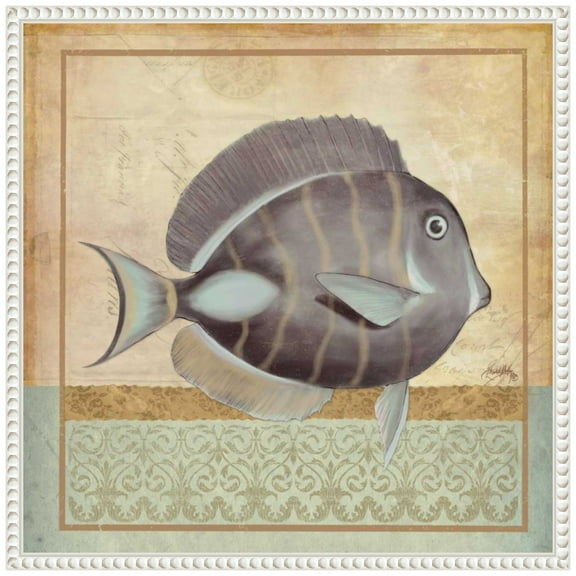 Amanti Art Vintage Fish II Framed Canvas Wall Art Print