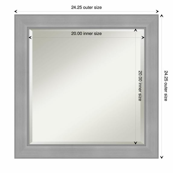 Amanti Art Vista Brushed Nickel Framed Wall Mirror - 20.25 x 24.25 in