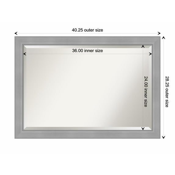 Amanti Art Vista Brushed Nickel Framed Wall Mirror - 20.25 x 24.25 in