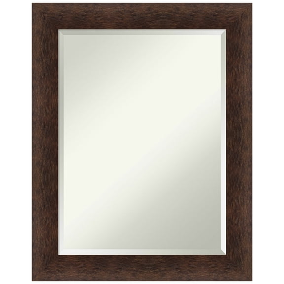 Amanti Art Warm Walnut Beveled Wood Wall Mirror 29 x 23 in.