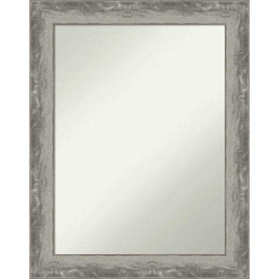 Amanti Art Waveline Silver Framed Non-Beveled Bathroom Vanity Wall Mirror - 22.5 x 28.5 in