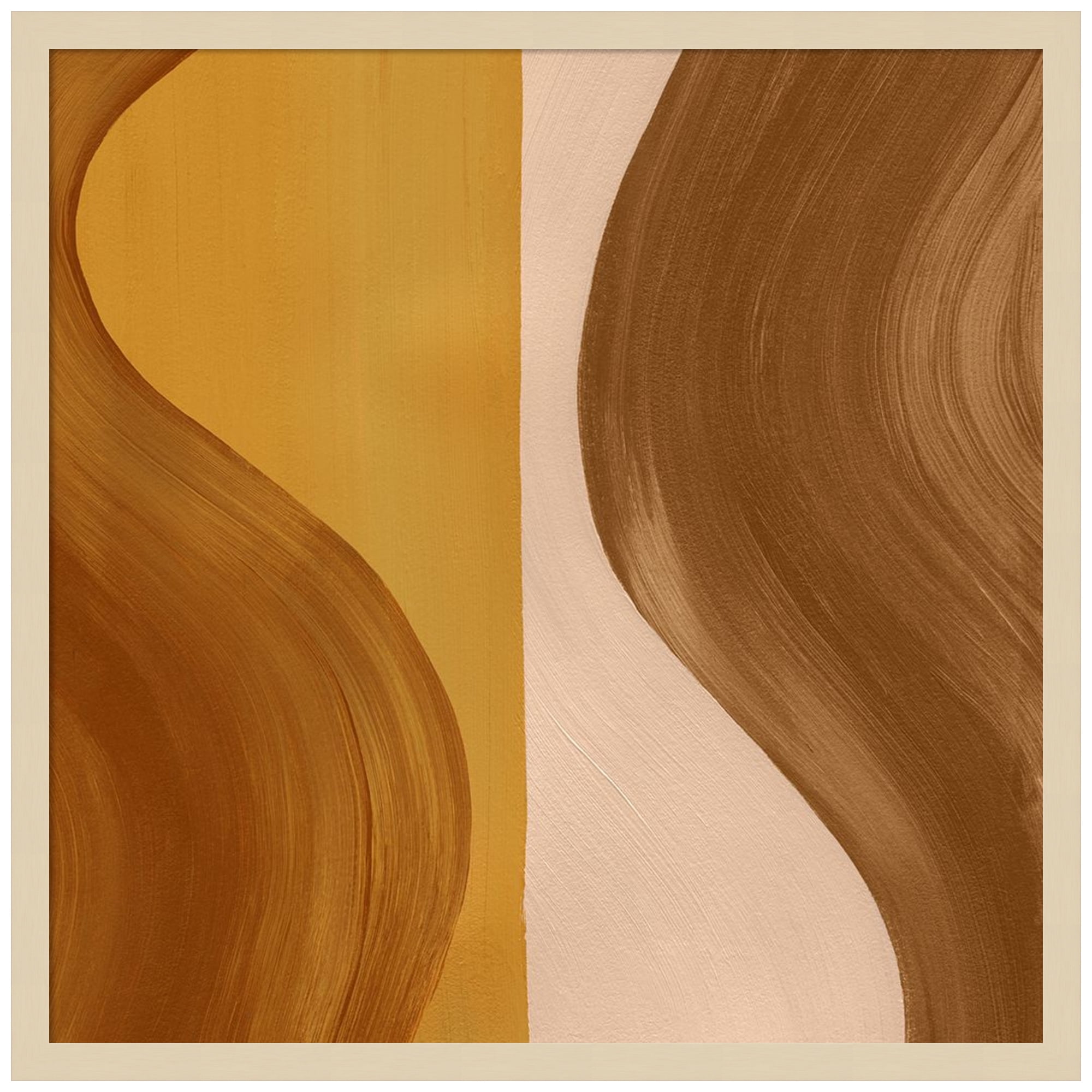 Wavy Clay II Abstract Brown and Beige Framed Wall Art