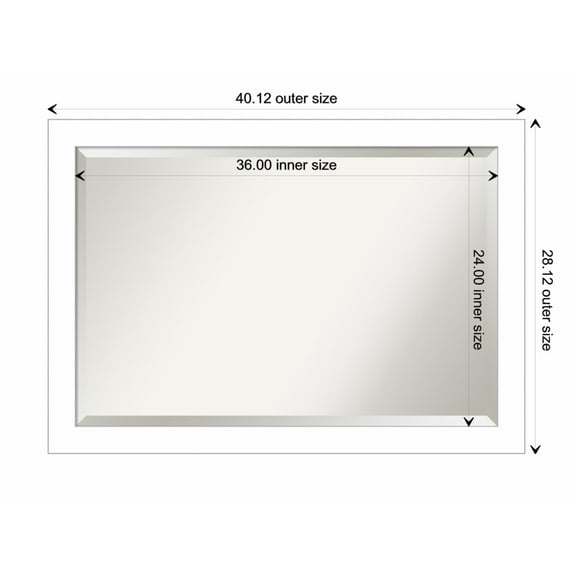 Amanti Art Wedge White Framed Wall Mirror - 20.12 x 24.12 in