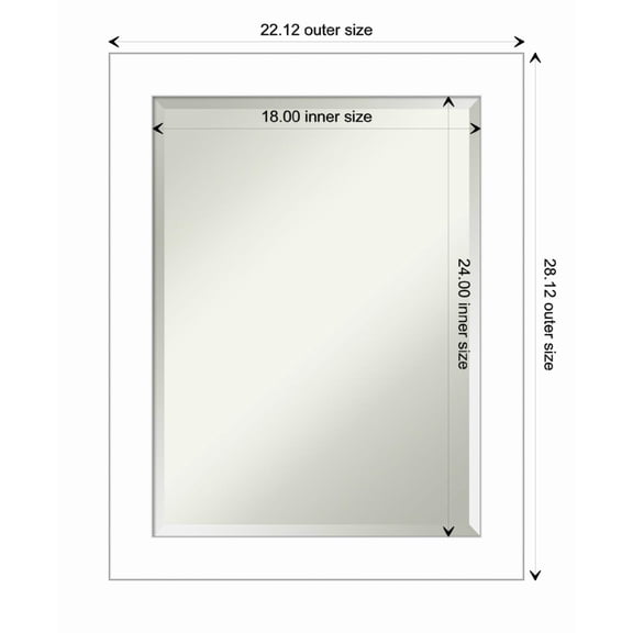 Amanti Art Wedge White Beveled Wood Wall Mirror 28.25 x 22.25 in.