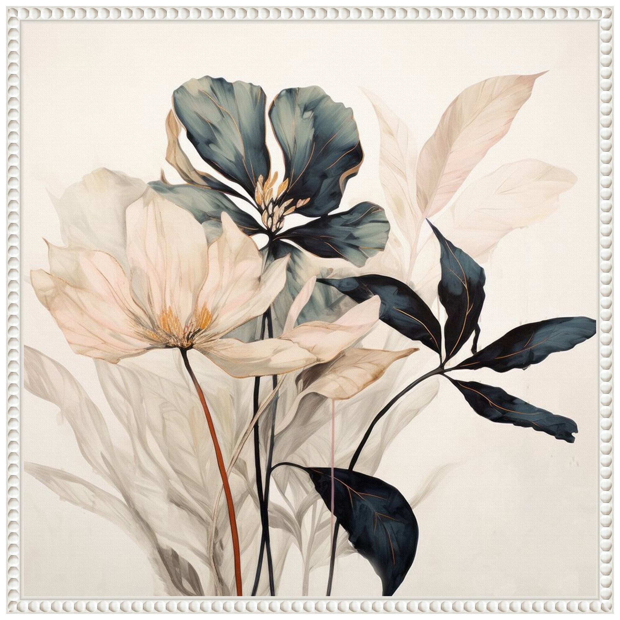Whimsical Blossoms I White Floater Frame Canvas Print