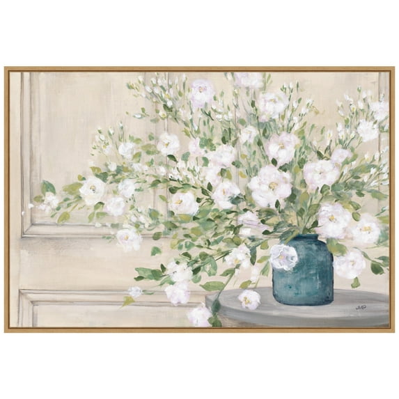 Amanti Art White Bouquet Framed Canvas Wall Art Print