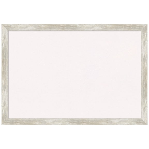 Amanti Art White Cork Board Framed Crackled Metallic Narrow Bulletin Board 26 in. x 18 in.