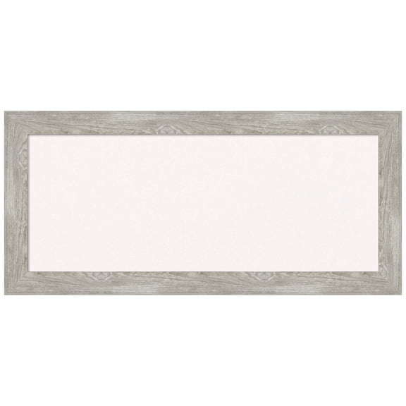 Amanti Art White Cork Board Framed Dove Greywash Narrow Bulletin Board 34 in. x 16 in.