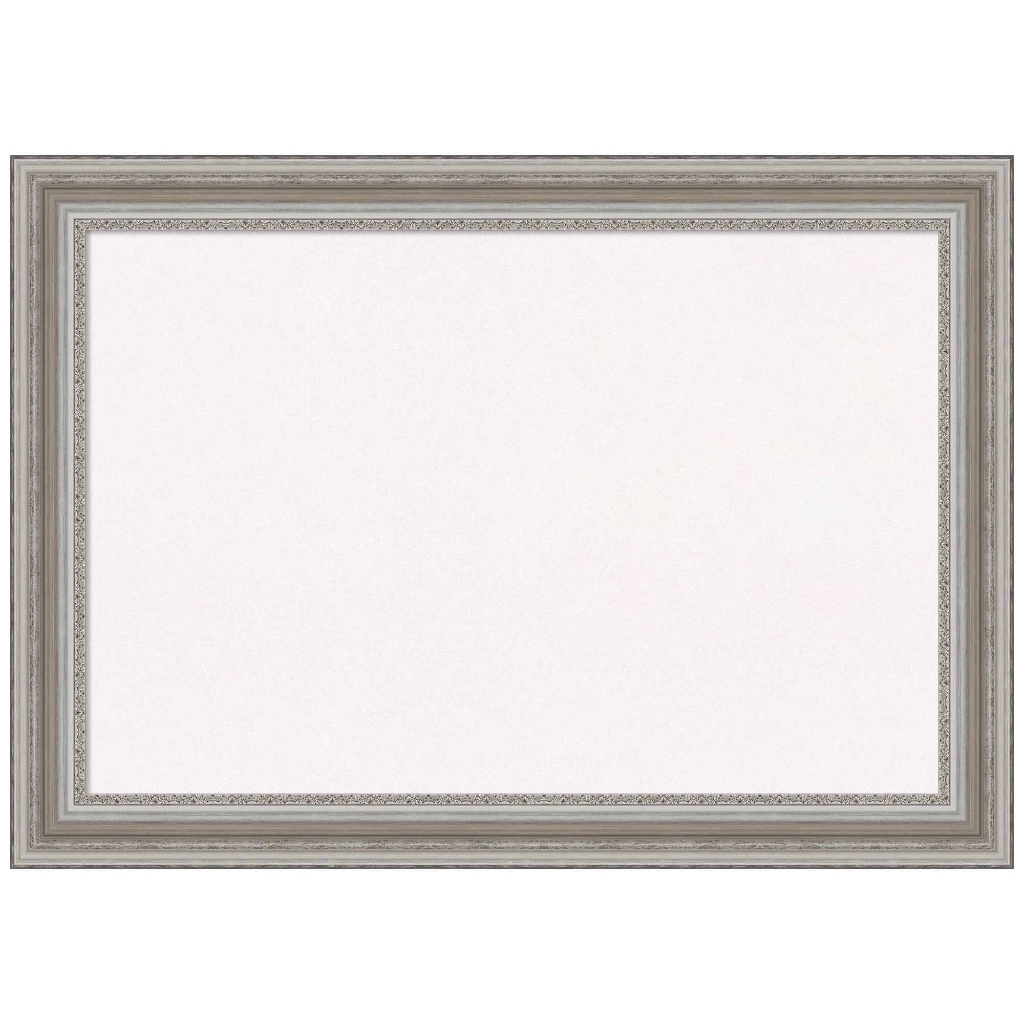 Amanti Art White Cork Board Framed Parlor Silver Bulletin Board 42 in. x 30 in.