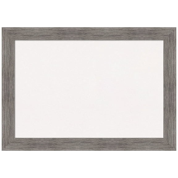 Amanti Art White Cork Board Framed Pinstripe Plank Grey Narrow Bulletin Board 27 in. x 19 in.