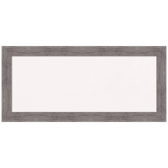 Amanti Art White Cork Board Framed Pinstripe Plank Grey Narrow Bulletin Board 33 in. x 15 in.