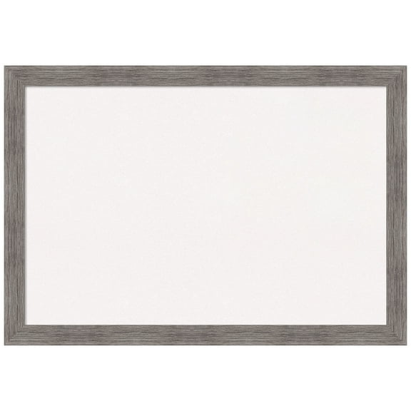 Amanti Art White Cork Board Framed Pinstripe Plank Grey Narrow Bulletin Board 39 in. x 27 in.