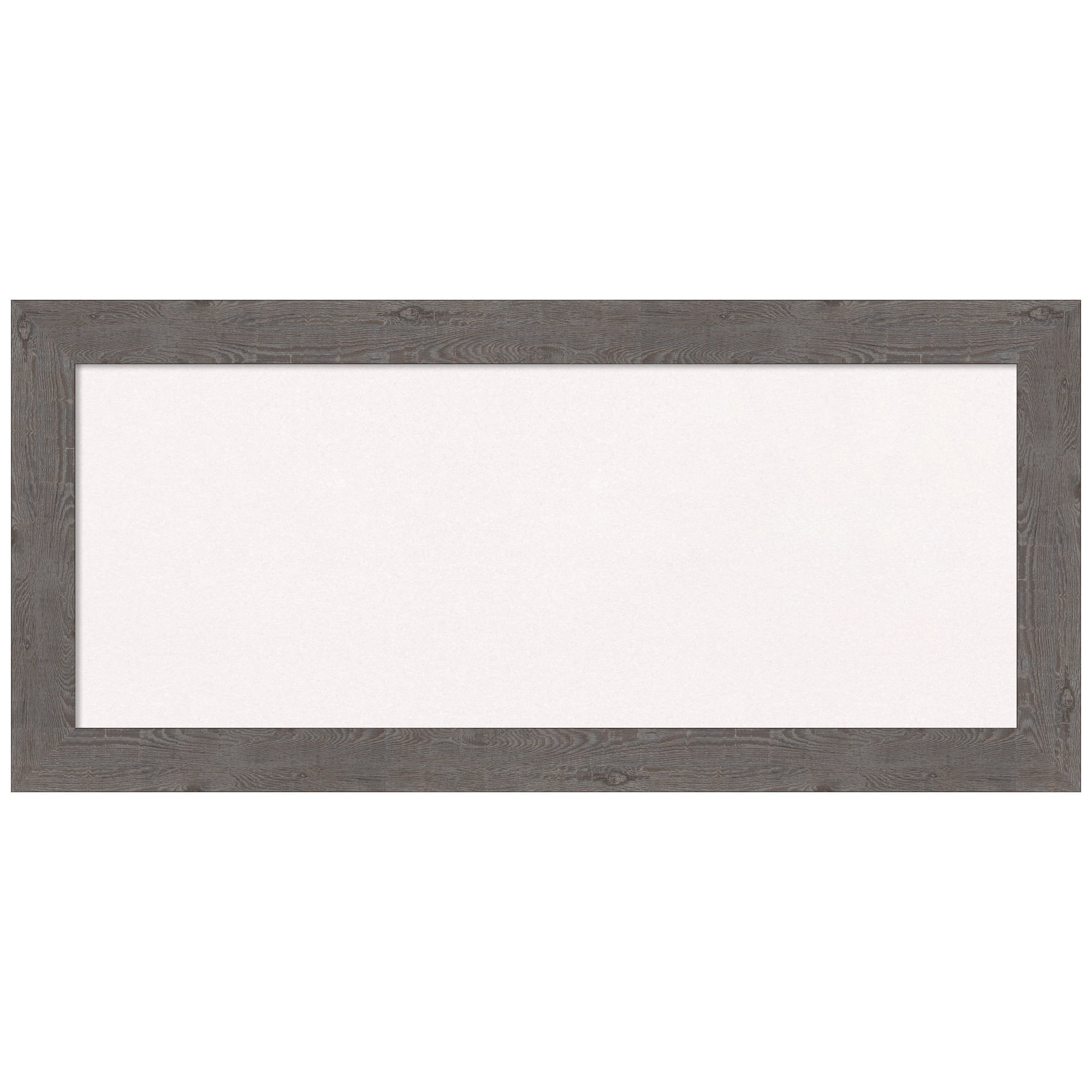 Amanti Art White Cork Board Framed Rustic Plank Grey Narrow Bulletin Board 33 in. x 15 in.