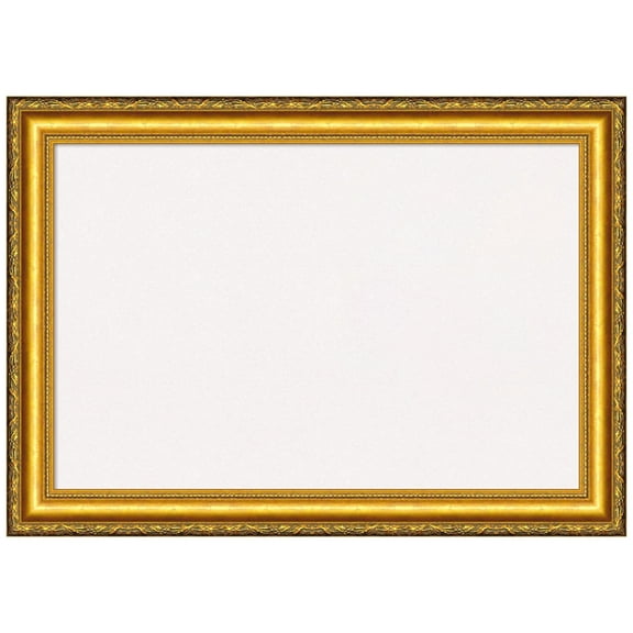 Amanti Art White Cork Board Wood Framed Colonial Embossed Gold Bulletin Board 28 in. x 20 in.