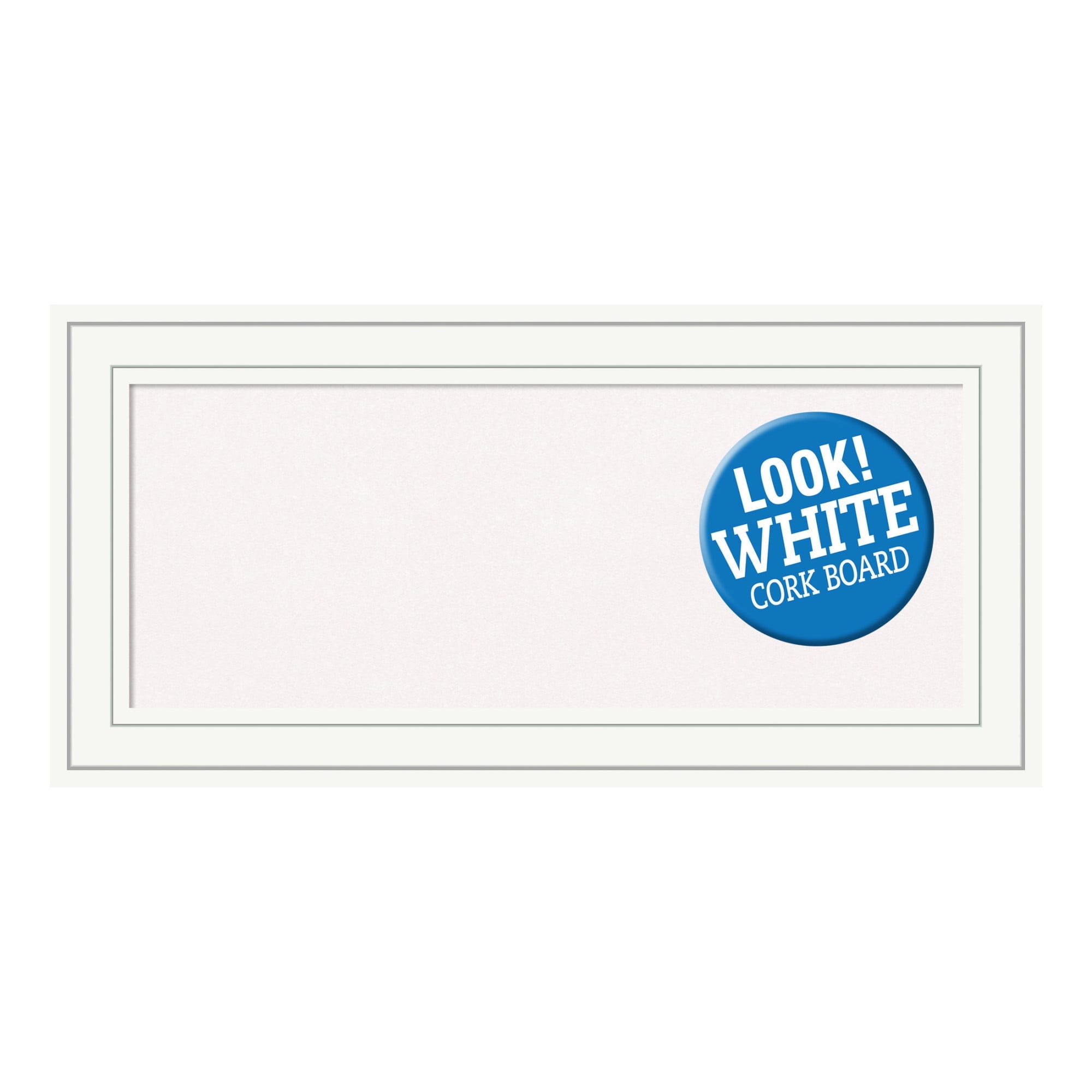 Amanti Art White Cork Board Wood Framed Craftsman White Bulletin Board 35 in. x 17 in.