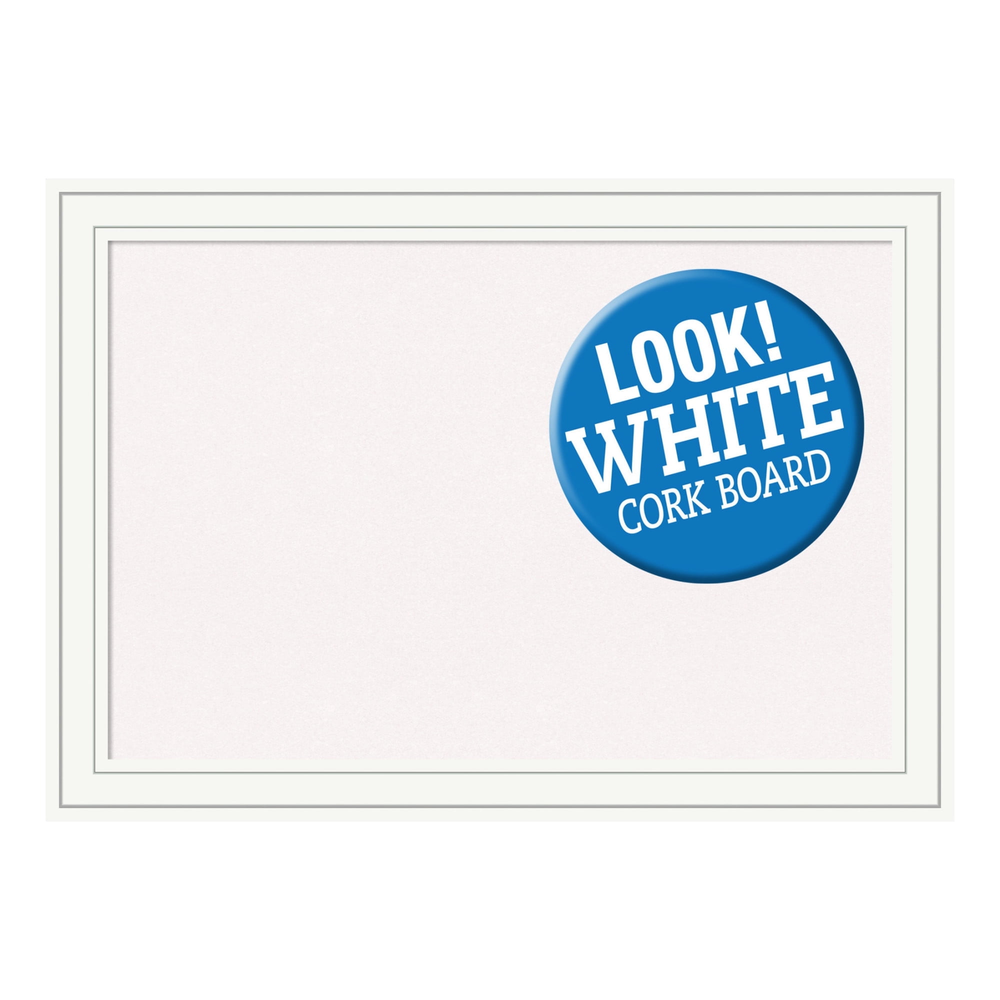 Amanti Art White Cork Board Wood Framed Craftsman White Bulletin Board 41 in. x 29 in.