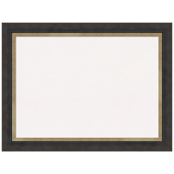 Amanti Art White Cork Board Wood Framed Hammered Charcoal Tan Bulletin Board 33 in. x 25 in.