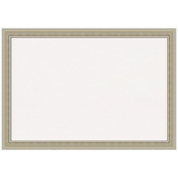 Amanti Art White Cork Board Wood Framed Mezzo Silver Bulletin Board 40 in. x 28 in.