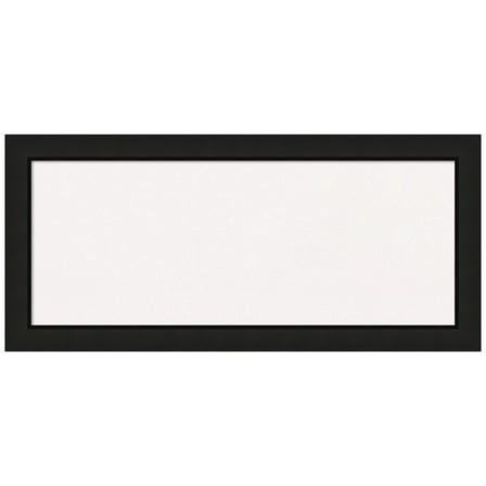 Amanti Art White Cork Board Wood Framed Midnight Black Narrow Bulletin Board 33 in. x 15 in.
