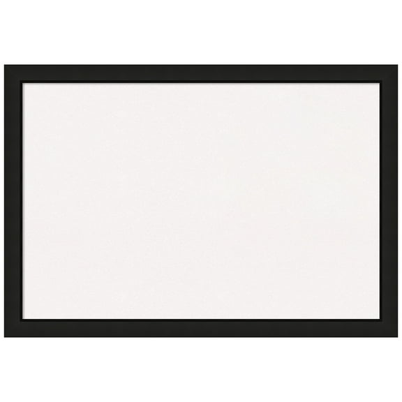 Amanti Art White Cork Board Wood Framed Midnight Black Narrow Bulletin Board 39 in. x 27 in.