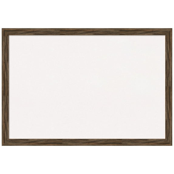 Amanti Art White Cork Board Wood Framed Regis Barnwood Mocha Narrow Bulletin Board 39 in. x 27 in.