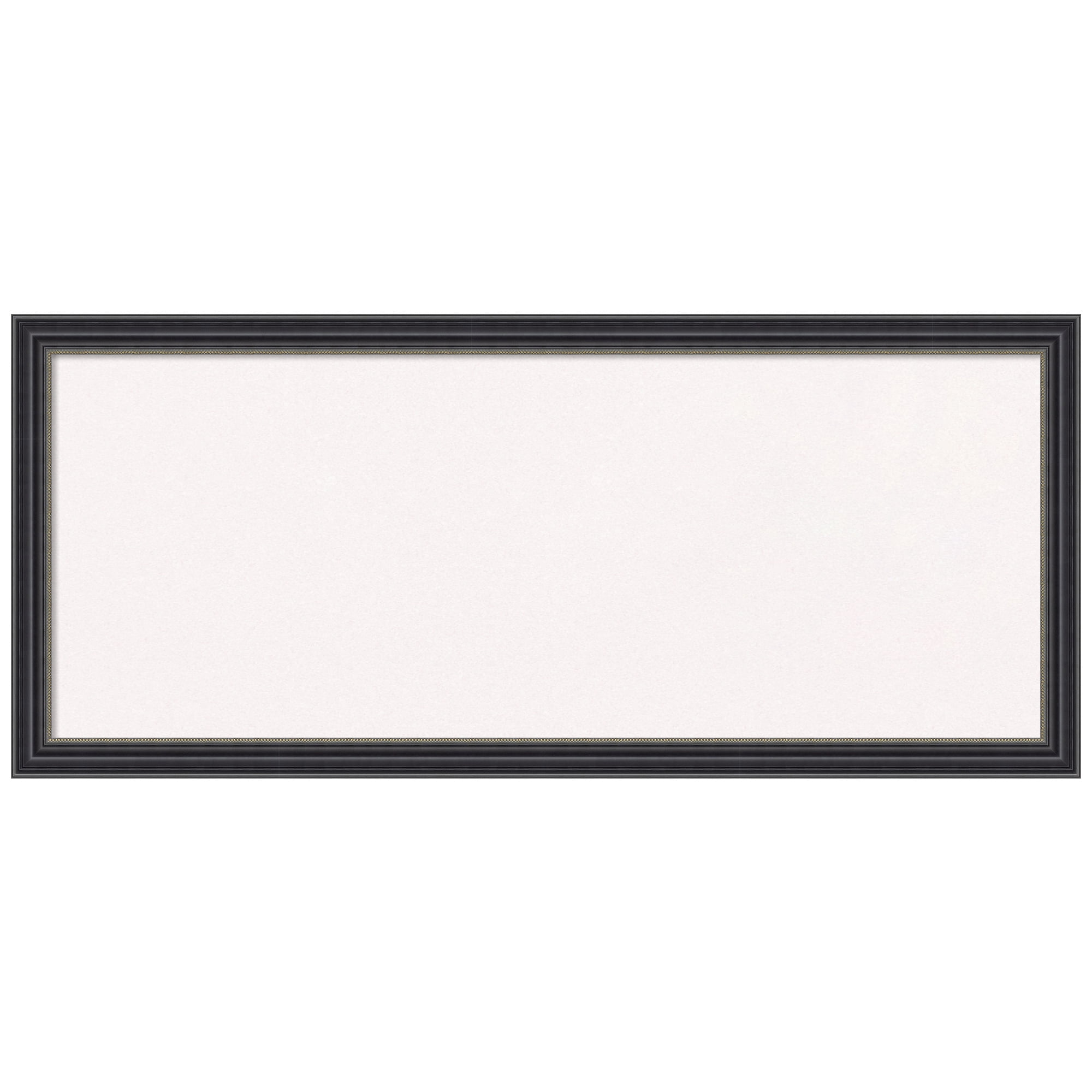 Amanti Art White Cork Board Wood Framed Stylish Black Bulletin Board 32 in. x 14 in.