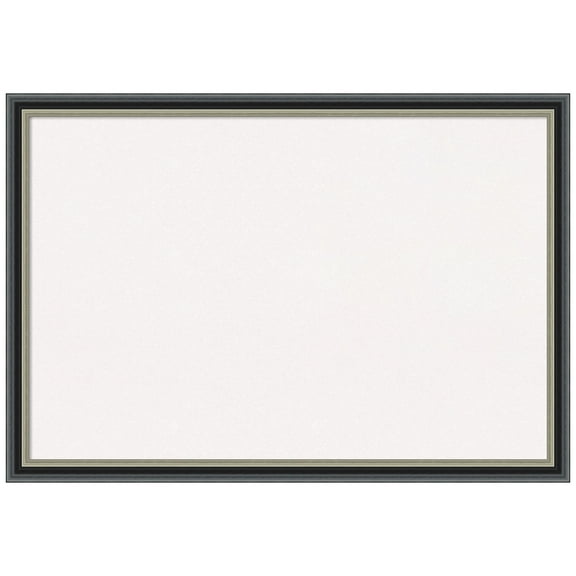 Amanti Art White Cork Board Wood Framed Theo Black Silver Bulletin Board 39 in. x 27 in.