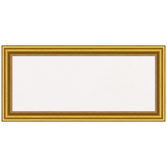 Amanti Art White Cork Board Wood Framed Townhouse Gold Bulletin Board 34 in. x 16 in.