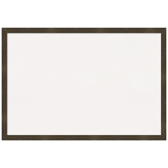 Amanti Art White Cork Board Wood Framed Woodgrain Stripe Chocolate Bulletin Board 38 in. x 26 in.