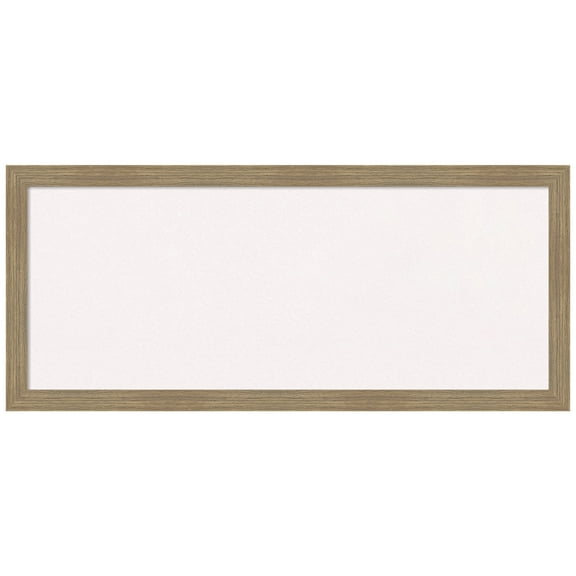 Amanti Art White Cork Board Wood Framed Woodgrain Stripe Mocha Bulletin Board 32 in. x 14 in.
